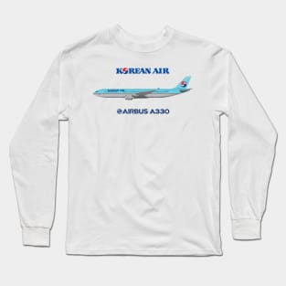 Illustration of Korean Air Airbus A330-300 Long Sleeve T-Shirt